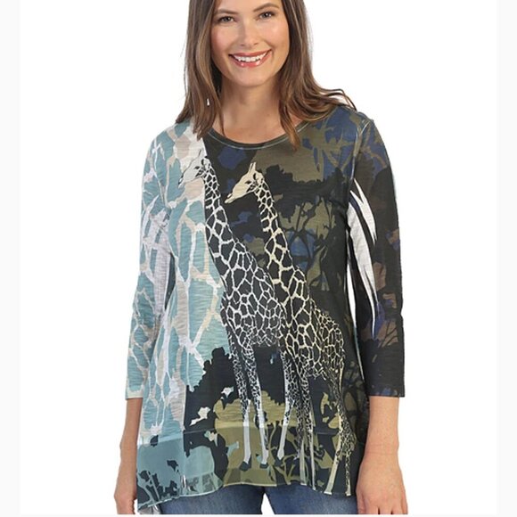 JESS AND JANE "KENYA" CHIFFON CONTRAST TUNIC, SIZE MEDIUM - Picture 1 of 10